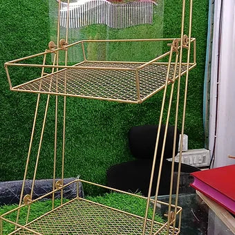 2 tier Metal Storage Tray - Gold Coated