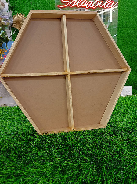 Wooden Hexagon Section Tray | Dry Fruit Tray | Gift Packing Tray | 4 Sections