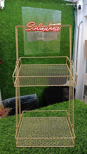 2 Tier Metal Storage Tray - Gold Coated