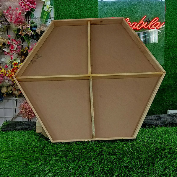 Wooden Hexagon Section Tray | Dry Fruit Tray | Gift Packing Tray | 4 Sections
