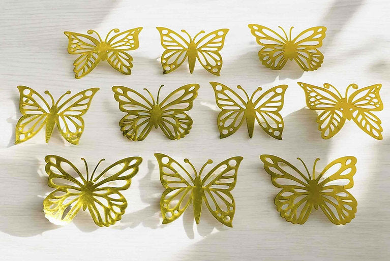 Metallic Paper Butterflies(Pack of 10 pcs)