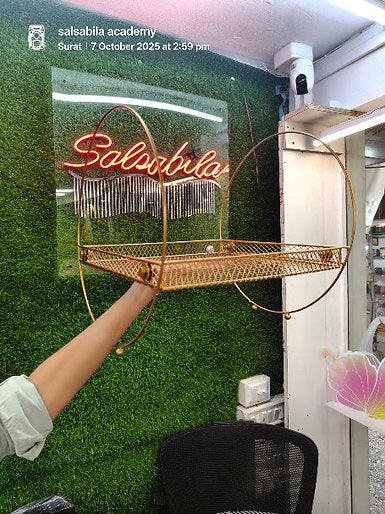 Golden Decorative Metal Hamper Basket