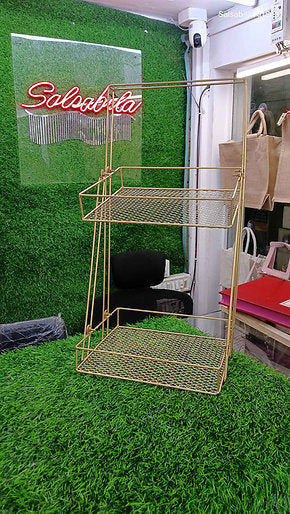 2 Tier Metal Storage Tray - Gold Coated