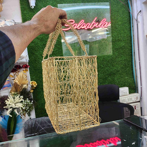 Golden Metal Mesh Basket
