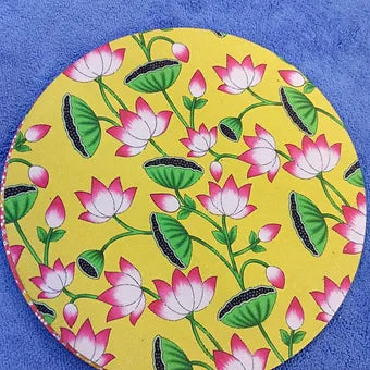 circular shatin cloth flower print mdf