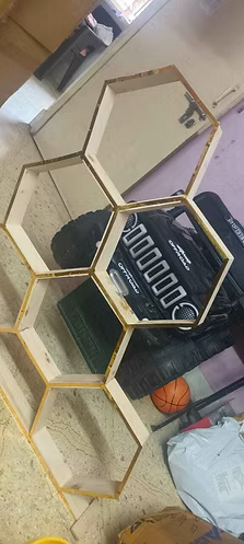 6-section honey comb hexagon wooden stand tray | Decoration Tray