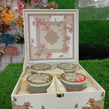 Premium 4pcs Jar Hardboard Hamper Box with Floral Print | Ready-To-Use