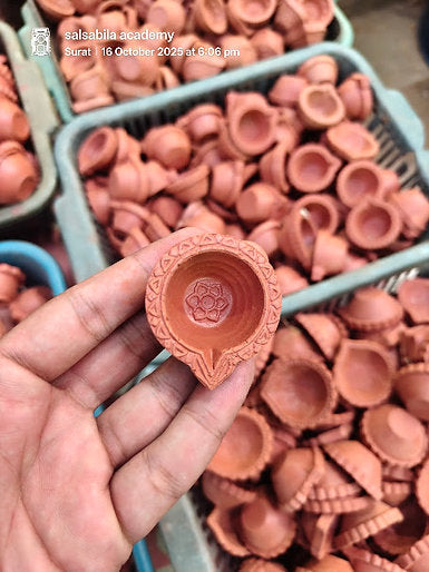 Handcrafted Ceramic Flower Diya | Oil Lamp | Simple Diya