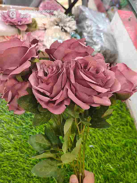 12 Head Rose Flower Bunch With Filler