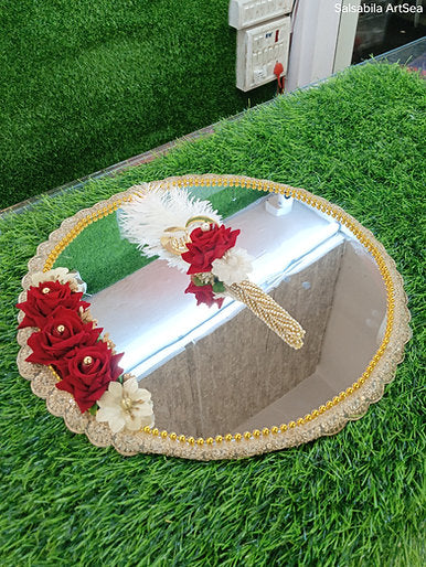 Acrylic Nikah Mirror Plate with Qubool Hai Pen | Muh Dikhai Mirror |Wedding Gift