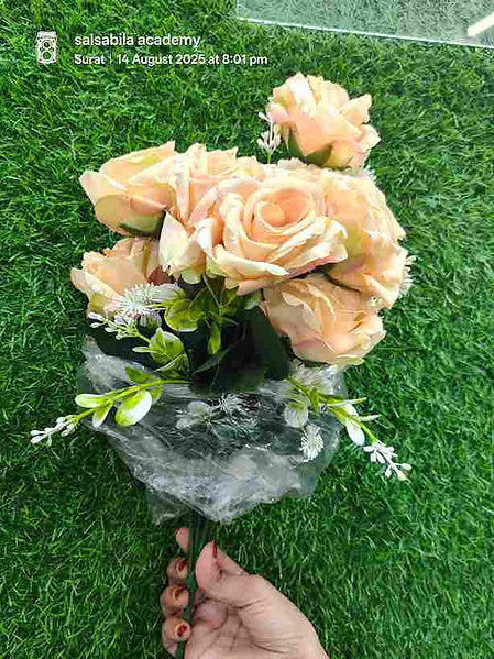 12 Head Rose Flower Bunch With Filler