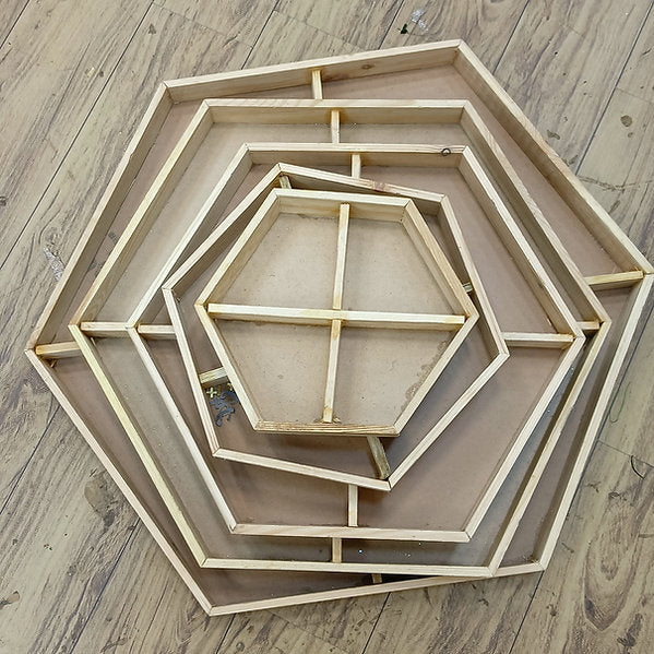 Wooden Hexagon Section Tray | Dry Fruit Tray | Gift Packing Tray | 4 Sections
