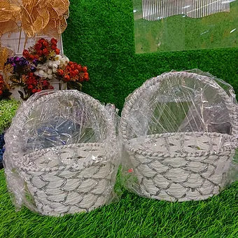 White and grey hamper basket