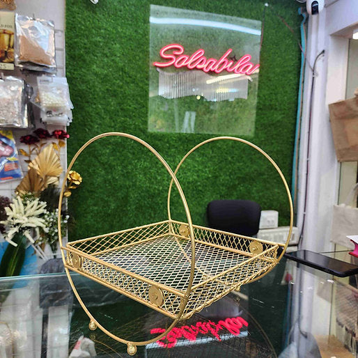 Golden Decorative Metal Hamper Basket