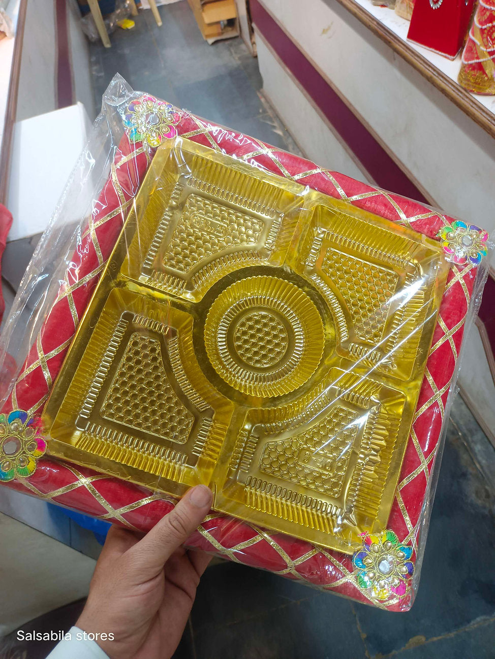 5 section dry fruit wooden tray