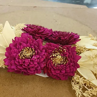 Dry wooden Marigold 2 flower Broach