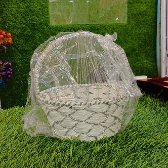 White and grey hamper basket