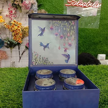 4Pc Jar Wooden Hamper Box with Plastic Jars | Gifting
