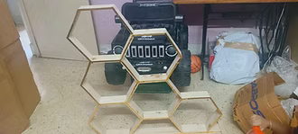 6-section honey comb hexagon wooden stand tray | Decoration Tray