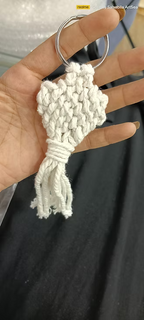 Signature Handwoven White Macrame Keychain – Pure Boho Elegance
