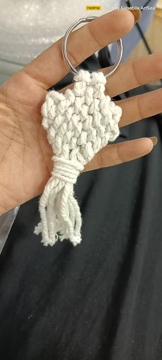 Signature Handwoven White Macrame Keychain – Pure Boho Elegance