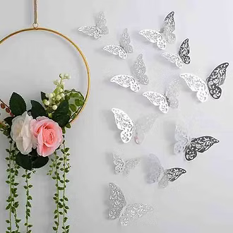 Premium Metallic 3D Paper Butterflies – Pack of 12 Pcs
