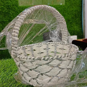 White and grey hamper basket