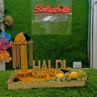 Ready-To-Use Decorated Haldi Platter/Thal | Haldi Ceremony | Wedding