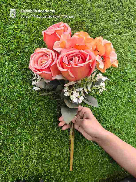 12 Head Rose Flower Bunch With Filler