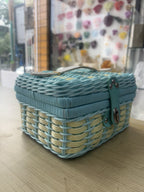 Handcrafted Wooven Wicker Picnic Hamper Trunk with Leather Handle & Lock