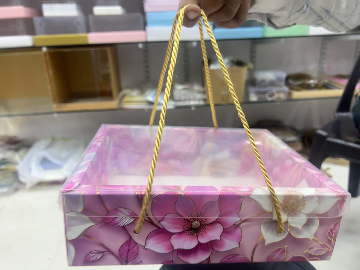 PVC Floral Print Rope Box | Hamper Box(10x8)