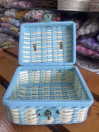 Handcrafted Wooven Wicker Picnic Hamper Trunk with Leather Handle & Lock
