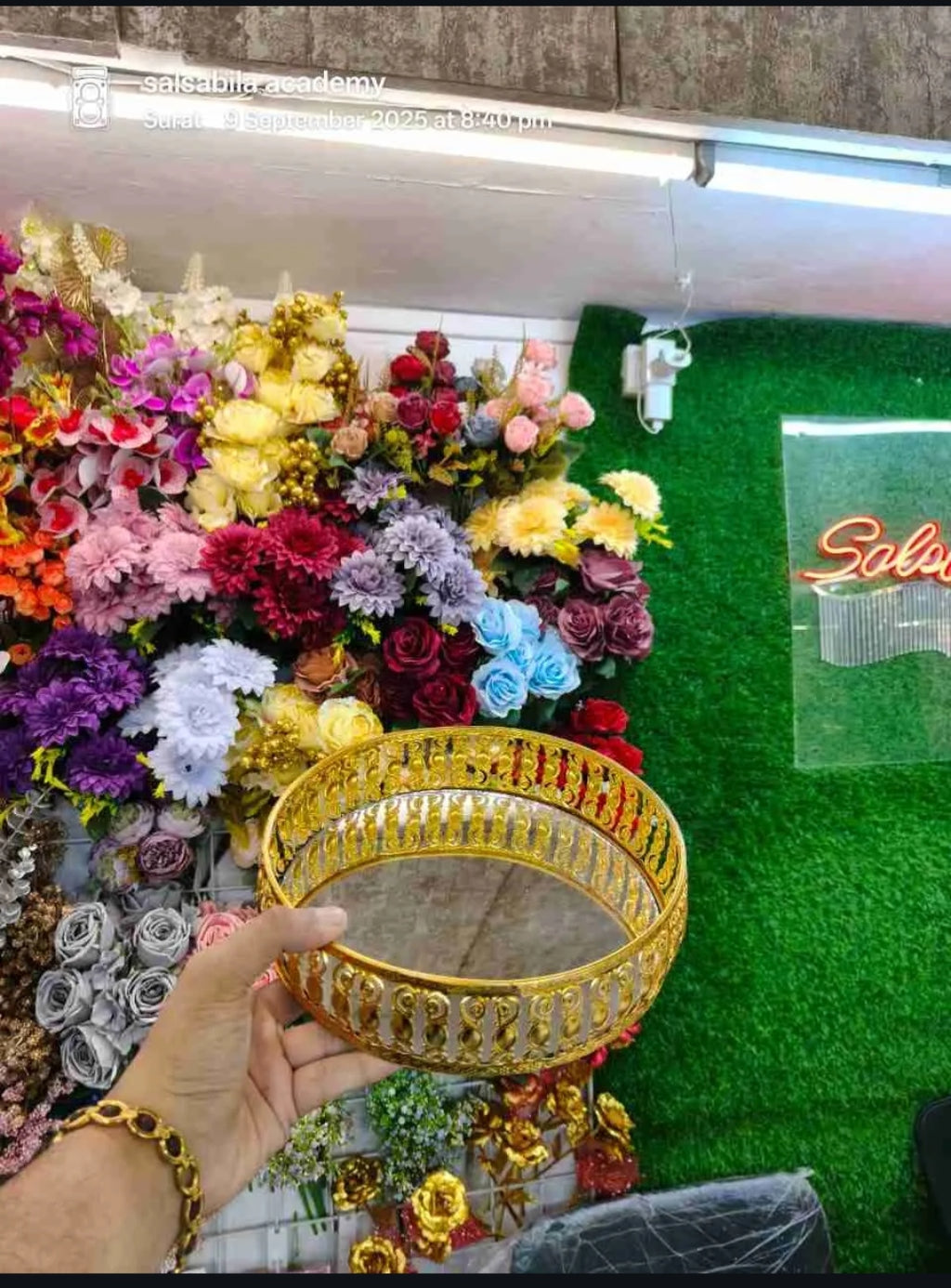 Metal Mirror Jali  Tray