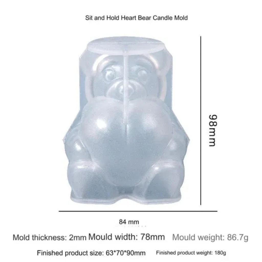 Sitting Bear With Heart Candle Mould