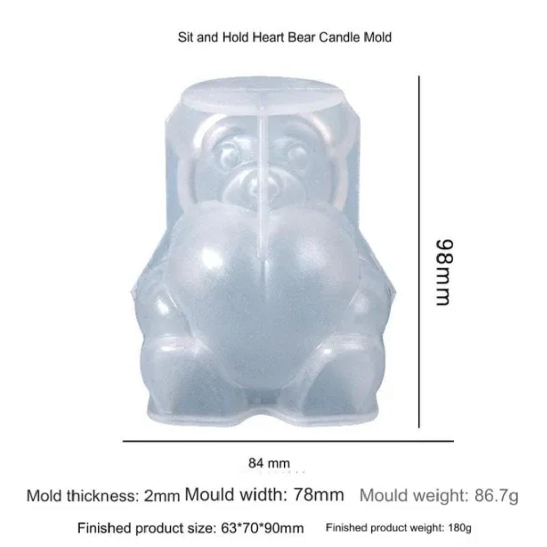 Sitting Bear With Heart Candle Mould