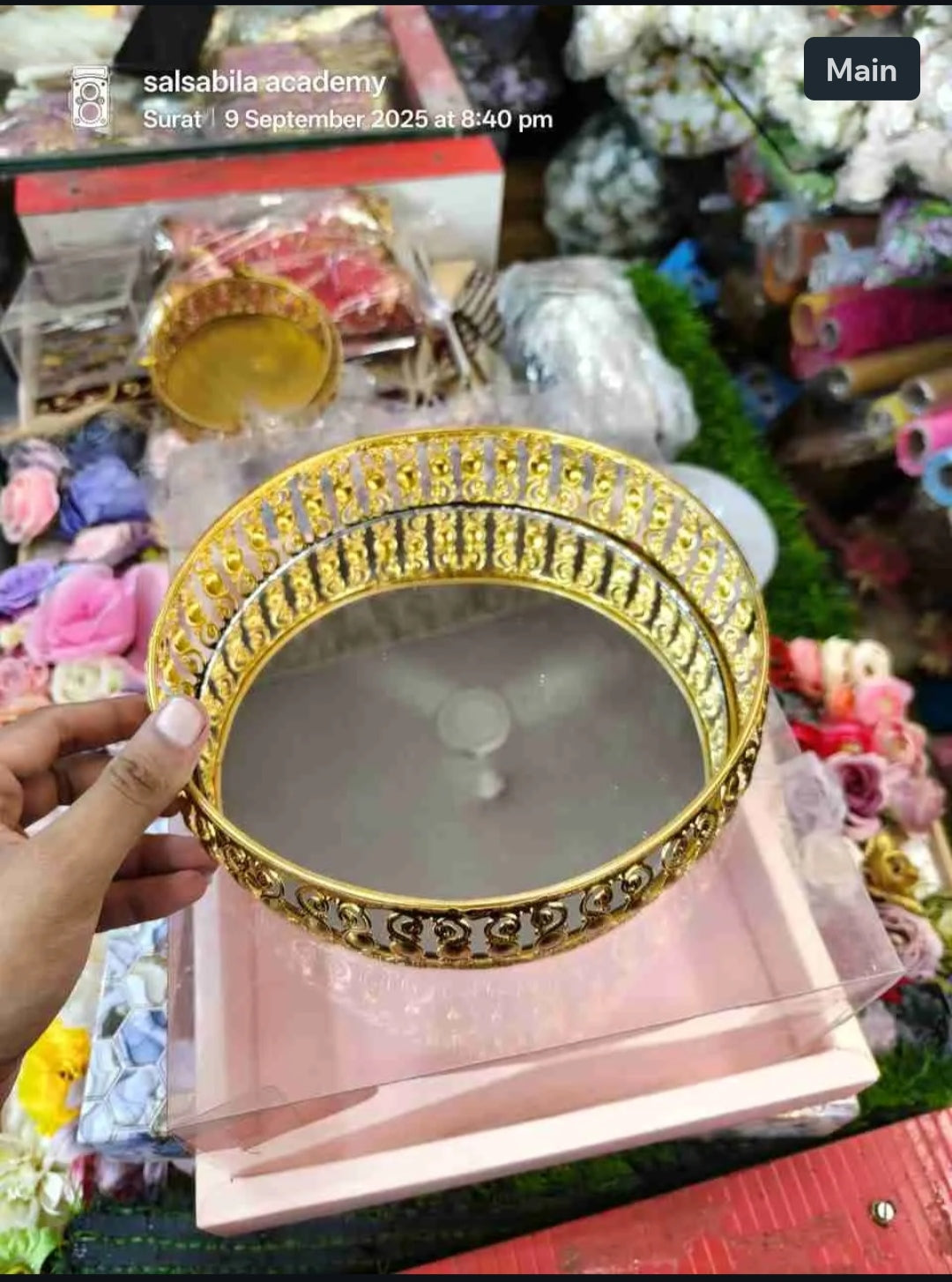 Metal Mirror Jali  Tray