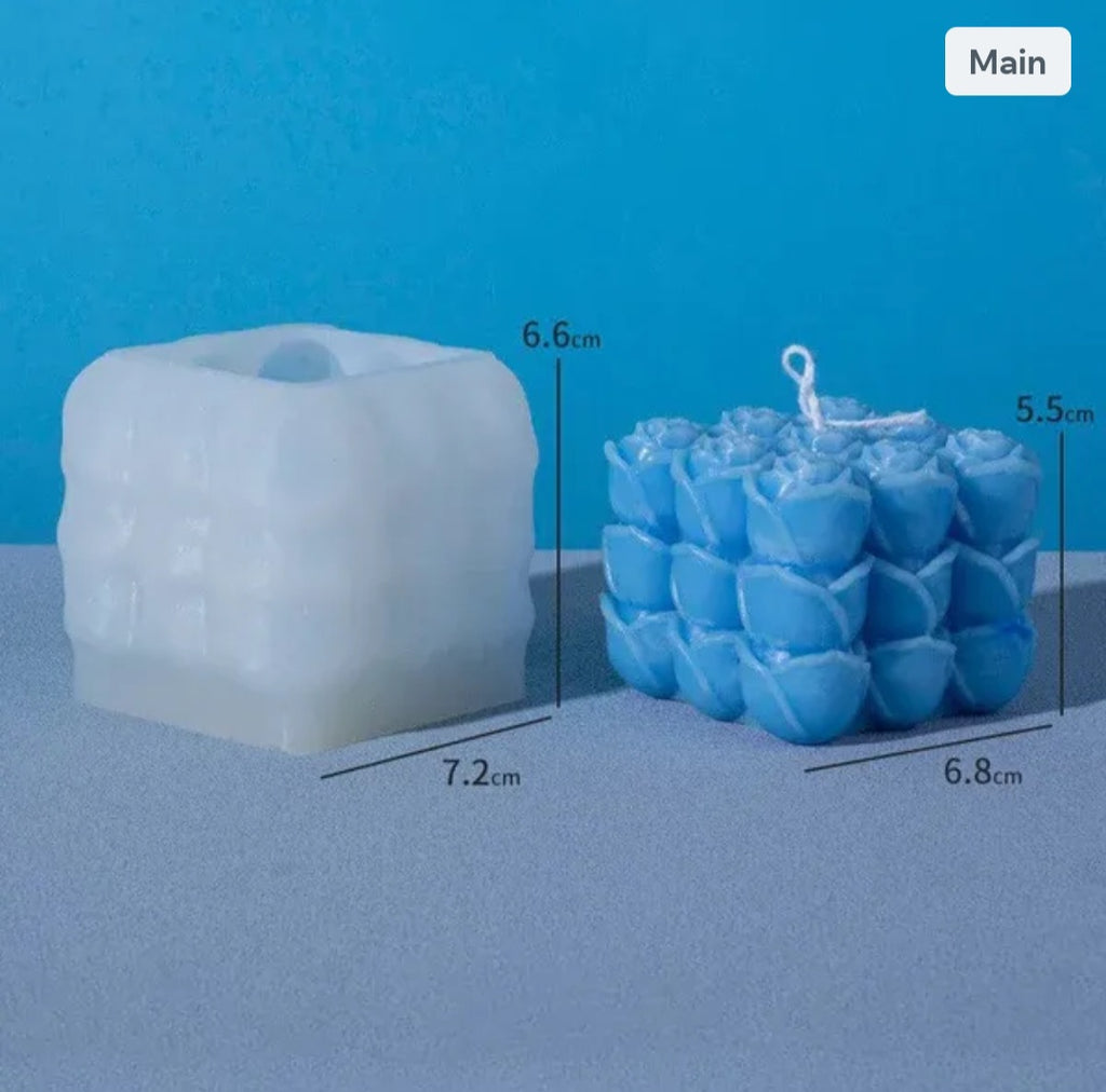3D Rose Flower Cube Candle Handmade Mould