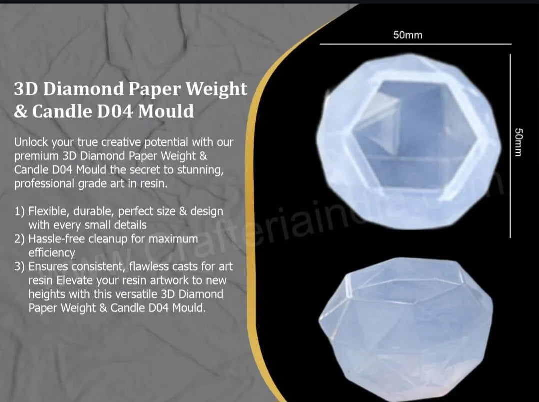 3D Diamond Paper Weight & Candle  Mould