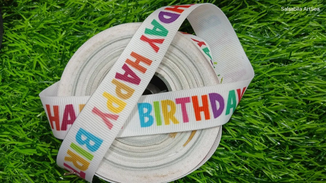 Happy birthday printed lace