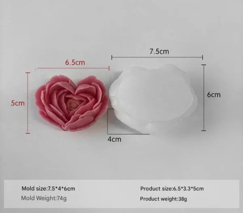Small 3D Flower Heart Candle Handmade Mould