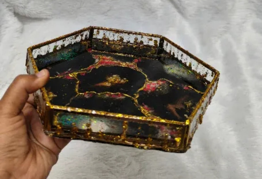 Hexagonal Geode Resin Decorative Tray | Coaster
