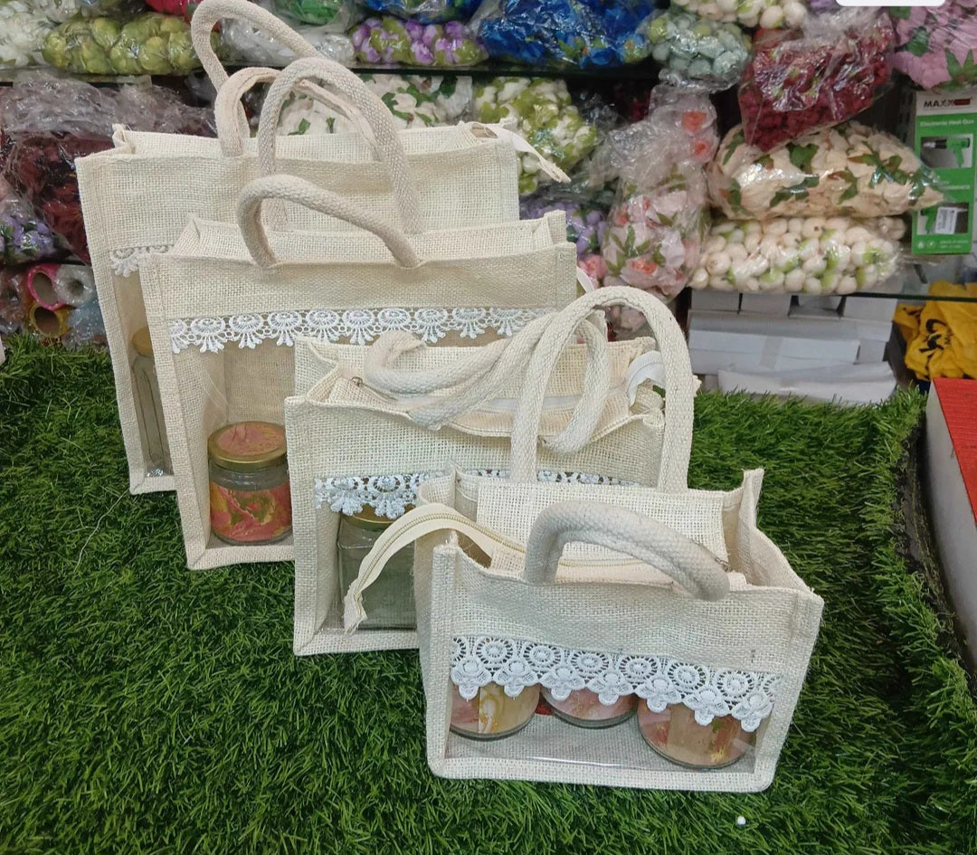 Jute Window Hamper Bag