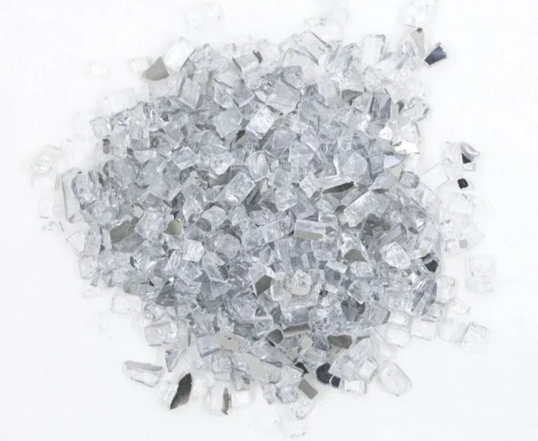 Small Silver Reflective Firepit Glass