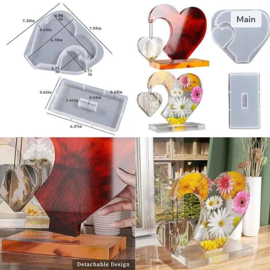 2 In 1 Heart Side Hanging Shaped Photo Frame Mould