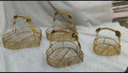 Decorative Gold Metal Wire Hamper Basket.