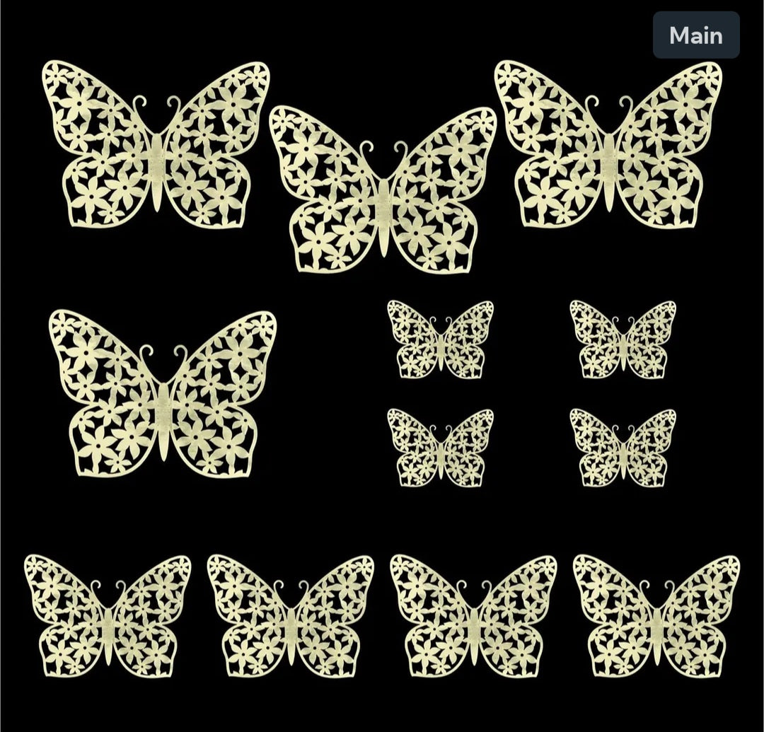 3D Metallic Butterflies Decoration D06