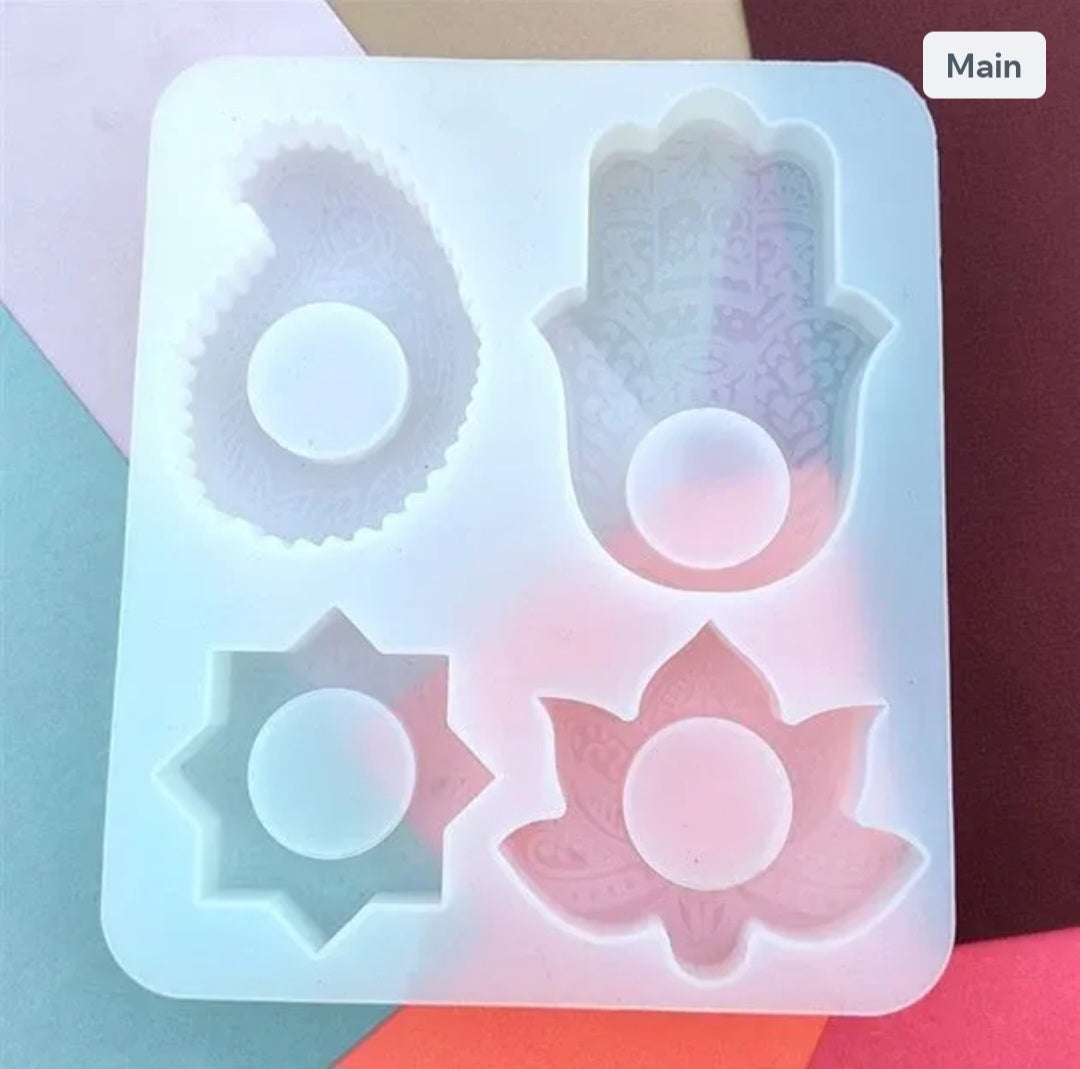 4 Cavity Mandala Tea Light Candle Holder Mould