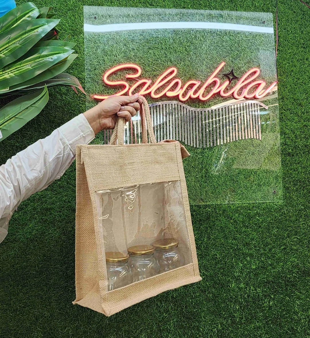 Jute Window Hamper Bag