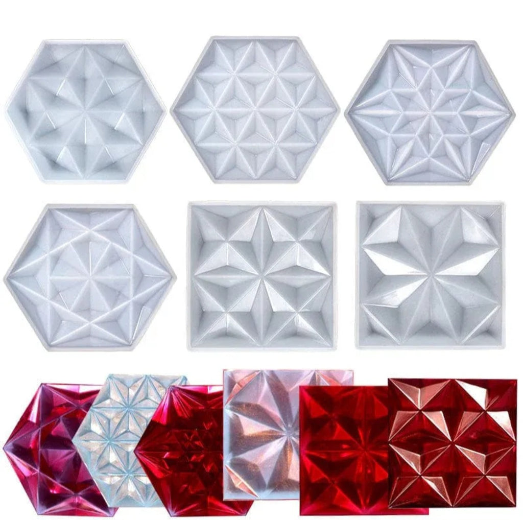 Hexagon With 3D 6 Corner Star Coaster Mould Design No : 1