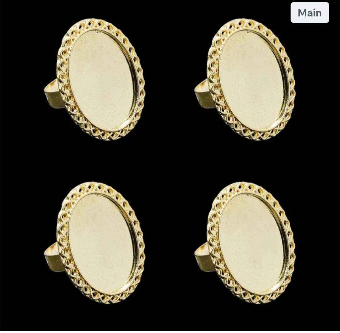 Gold Finger Ring Bezels(For resin Jewelry)